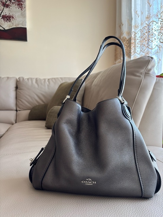 Coach Handbags - Coach Pebbled Leather Shoulder Bag in Charcoal